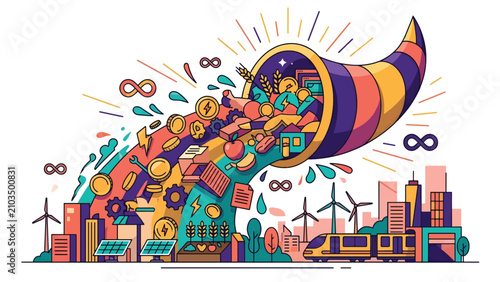 Sustainability Cornucopia Illustration Representing Circular Economy