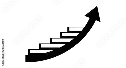 Vector illustration of staircase arrow icon representing growth and progress on a transparent background
