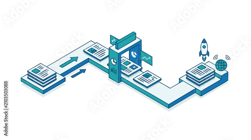 Isometric Content Approval Workflow