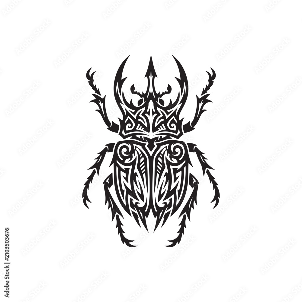Fototapeta premium Tribal Tattoo Beetle Logo Featuring Intricate Motifs.