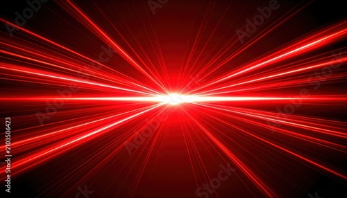 Intense red starburst light ray explosion background