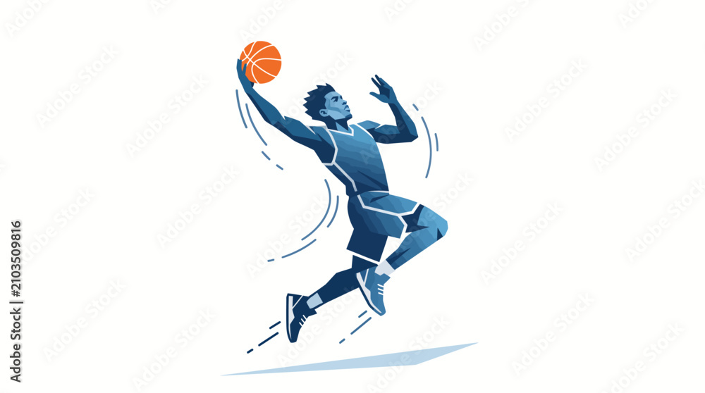 Obraz premium Dynamic basketball player slam dunk vector