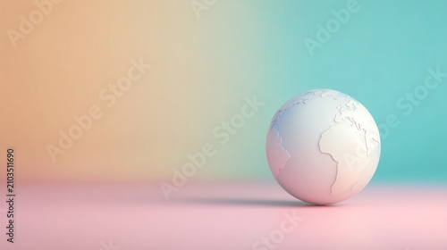 Climate change infographic base, clean earth globe with subtle warm gradient atmosphere, minimal design, strong copy space, educational stock background