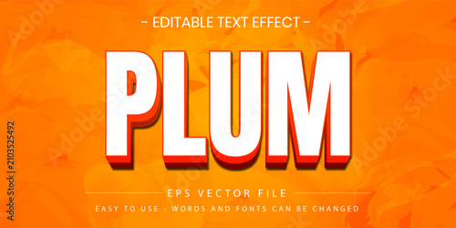 Plum editable text effect eps vector file orange background