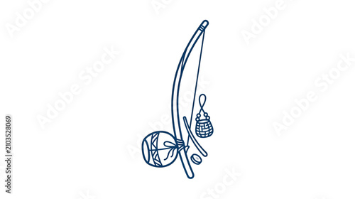Bild auf Leinwand Berimbau Musical Instrument and Basket Icon