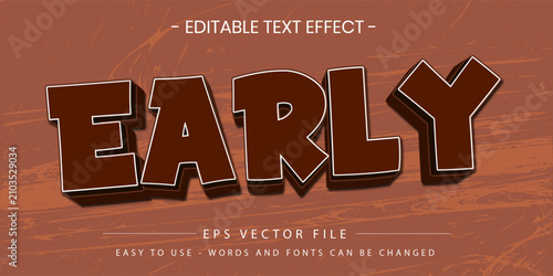 Early wood texture brown 3d text effect editable vector