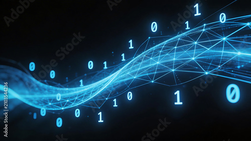 Abstract digital wave with binary code
