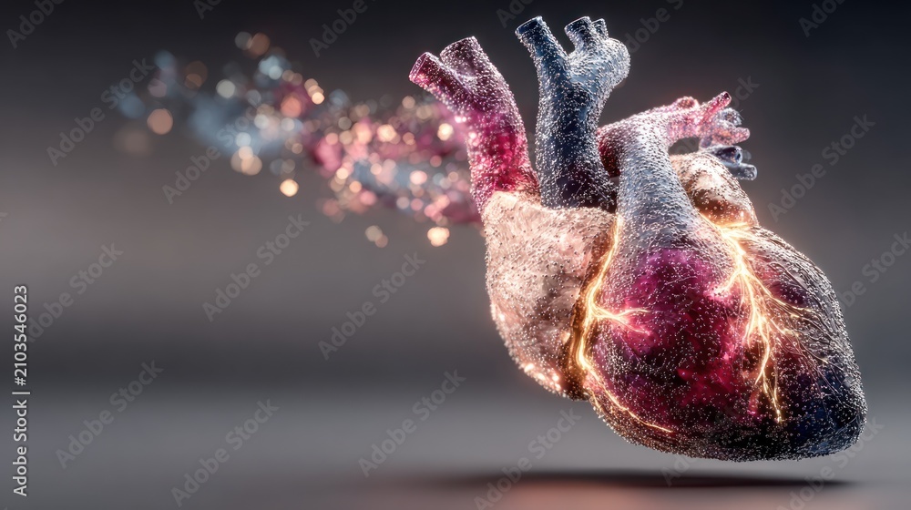 Fototapeta premium Heart with sparks flying out.