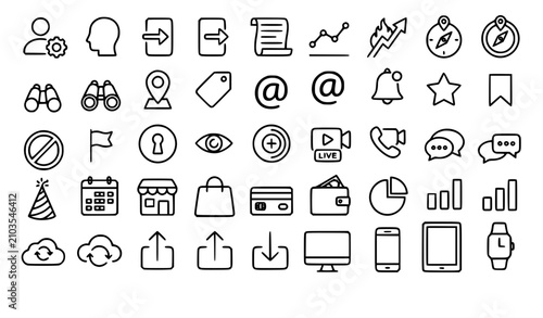 Photography Clean Social Platform Line Icons Pack for Digital Communication and Web Interfac