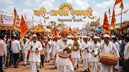 Pandharpur Wari Procession with Varkari Devotees Playing Traditional Instruments