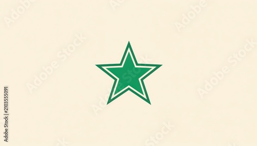 A simple green star symbol with a thick border on a plain backdrop, ideal for design and branding.