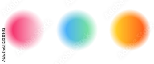 WebSet color circle gradient noise gradation. Abstract colorful watercolor blur mesh on isolated transparent background. Circle shape png.