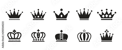Quadro su tela Royal Crowns: A collection of ten intricately designed royal crowns, each a symbol of power, prestige, and regal authority