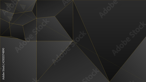 Принти на полотні Dark abstract geometric background with golden polygonal lines.