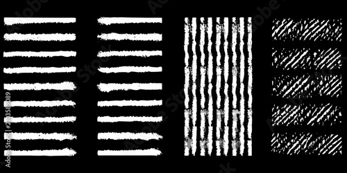 Fotografía textured white chalk and dry brush strokes on black background artistic stroke t
