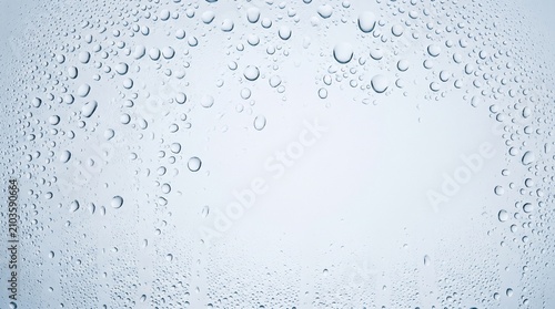 Realistic water droplets on glass isolated