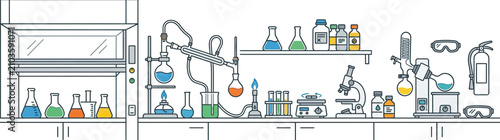 Canvas Print Laboratory equipment and scientific apparatus illustration