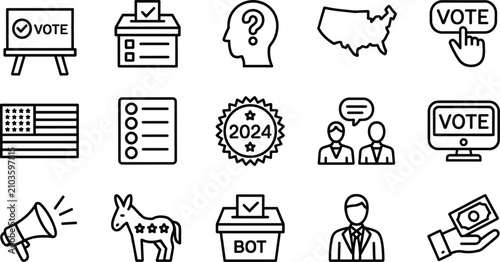 Bild auf Leinwand USA election icon set for political voting democracy government campaign and pre