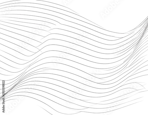 A minimalist illustration of undulating wavy lines on white background