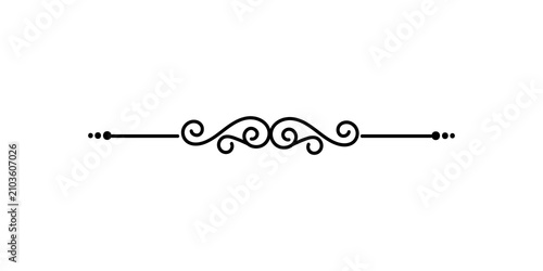 Vintage decorative divider with elegant swirls and dots isolated on transparent background