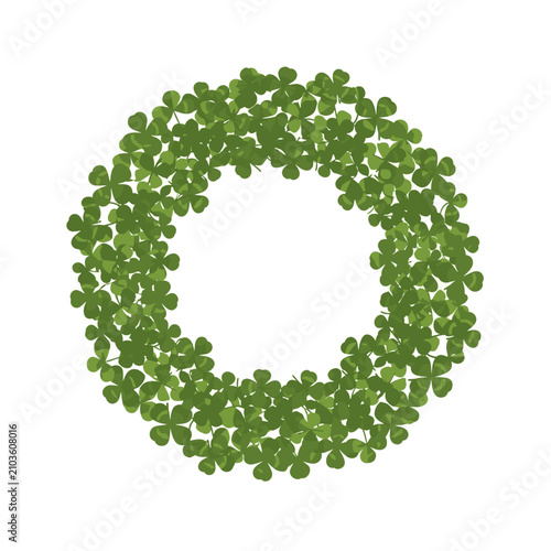 Circular Foliage Wreath Composed Entirely of Small Green Clover Leaves