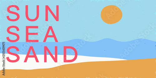 Foto beach landscape illustration with retro textured sun sea sand summer vacation tr
