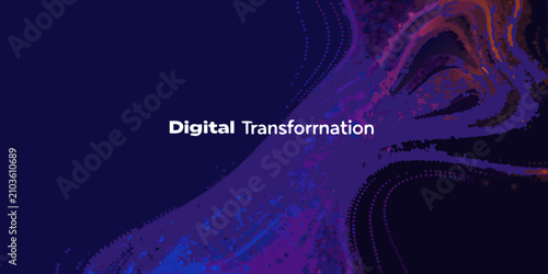 Konstfotografi digital transformation abstract wave pattern on dark blue background technology