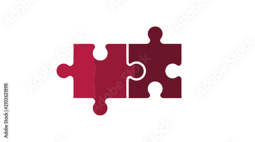 Two red puzzle pieces fitting together