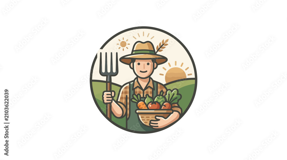 Fototapeta premium Farmer Holding Fresh Vegetable Bowl.