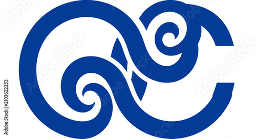 Māori koru design with swirl pattern in blue