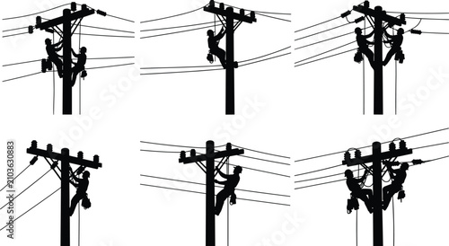 Принти на полотні Utility Line Workers Performing Electrical Power Line Maintenance Professional S