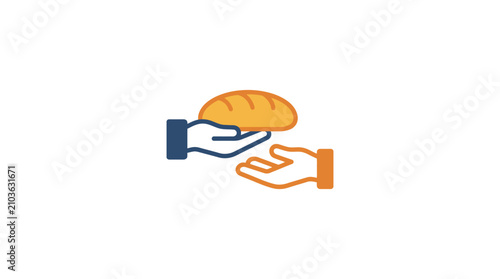 Two hands sharing a loaf of bread icon.