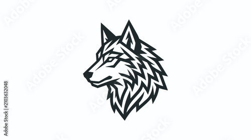 Quadro su tela Wolf head profile tribal style black and white.
