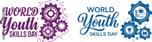 World youth skills day celebration graphic designs with gears