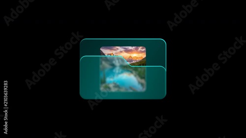 3D Photos Folder Opening and Closing Loop Animation With Alpha Channel