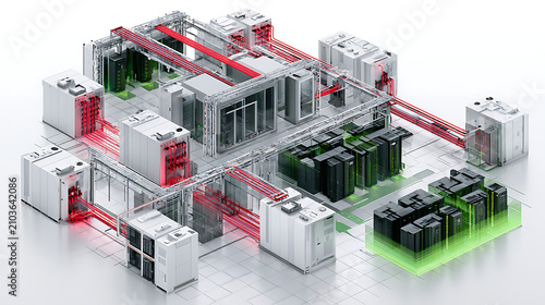 A fault-tolerant AI data center with redundant power supplies and network routes