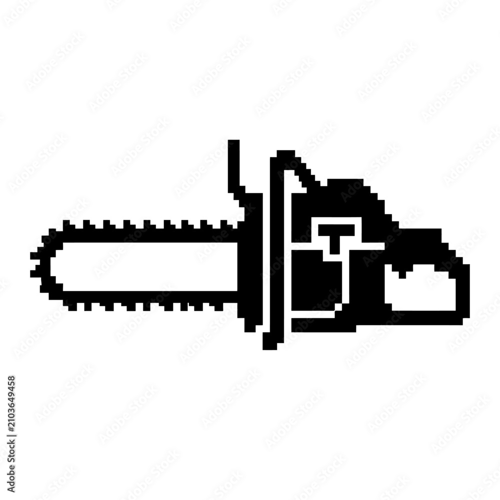 Obraz premium Pixel Art Chainsaw Icon - Vector Graphic