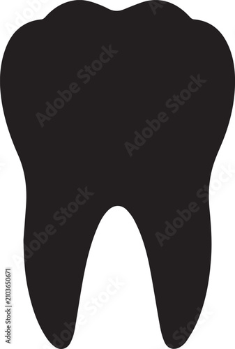 Cuadro en lienzo Black and White Silhouette of a Healthy Human Molar Tooth.