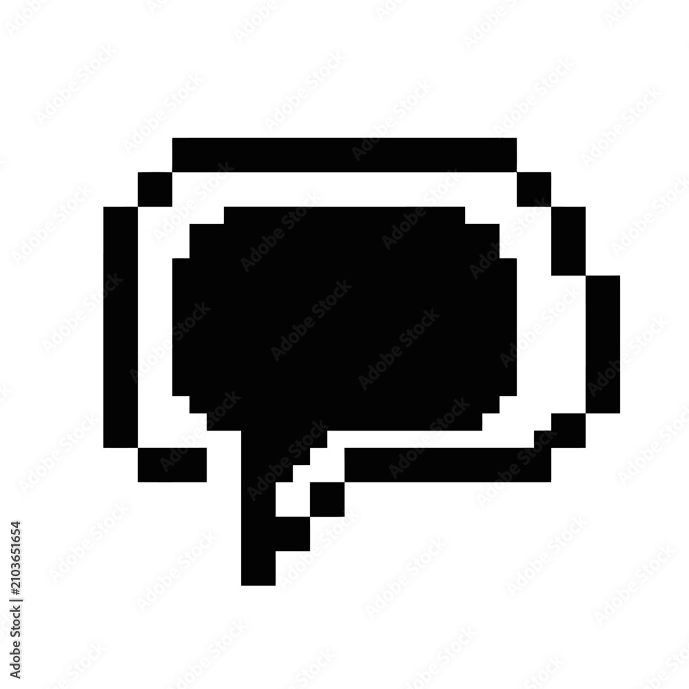 Fototapeta premium Pixel art speech bubble icon, retro communication symbol