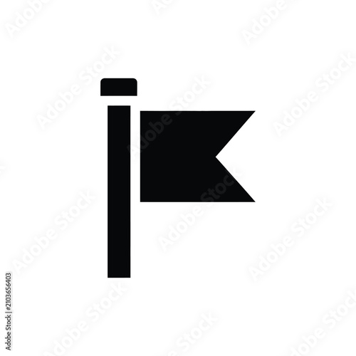 Tableau sur toile Minimalist black of a flag on a pole with a triangular end, representing a locat