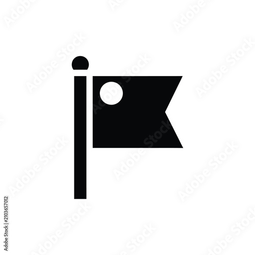 Foto Black of a flag on a pole with a circular detail on the fabric, representing a s