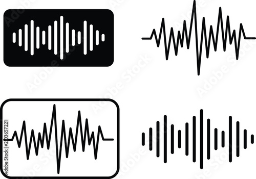 Foto Set of abstract sound wave icons for digital audio and music software