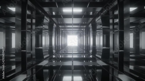 timelapse of modern industrial corridor with dramatic lighting effect