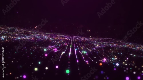 futuristic digital tunnel with vibrant particle light beams animation