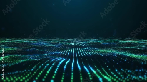 dynamic futuristic data flow with glowing particle network animation