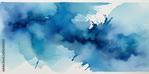 Fotografía Abstract Blue Watercolor Sky Background with Soft White Clouds Bright Sunny Atmo