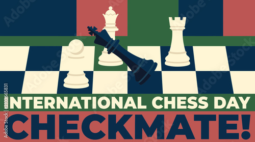 Bild auf Leinwand Checkmate Moment Close Up Illustration – International Chess Day