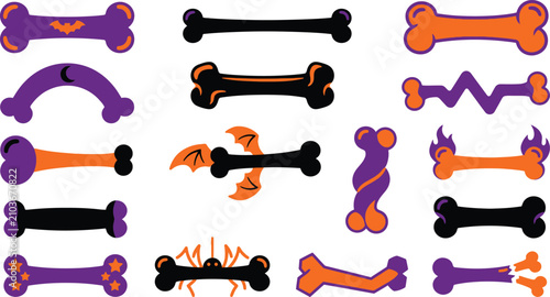 Fotografija Halloween dog bones in purple orange and black for spooky pet or party decor