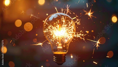 Sparkling Idea - Light Bulb with Sparklers Igniting Innovation and Creativity.