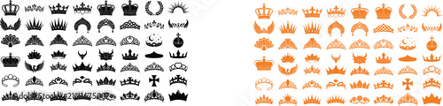 Photos Elegant crown and tiara silhouettes with ornamental headpiece designs in black a